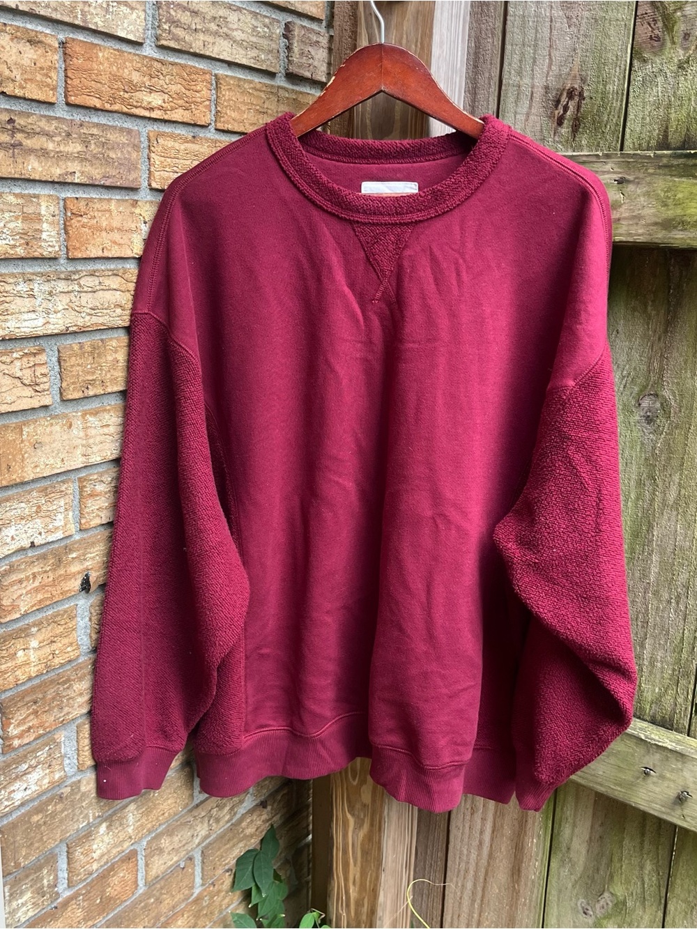 Aerie Oversized Burgundy Crewneck Sweatshirt